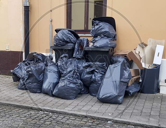 A Pile Of Sorted Garbage On The Street