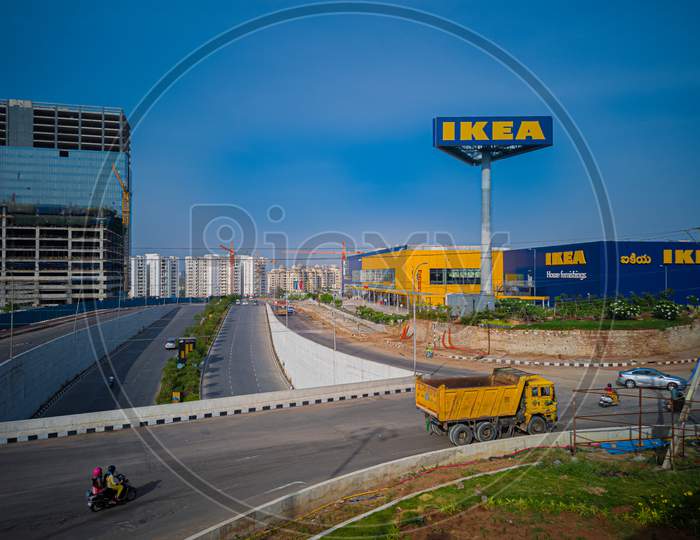 Empty Road at ikea as cm kcr extended the lockdown in telangana till may 31st due to corona virus pandemic covid 19