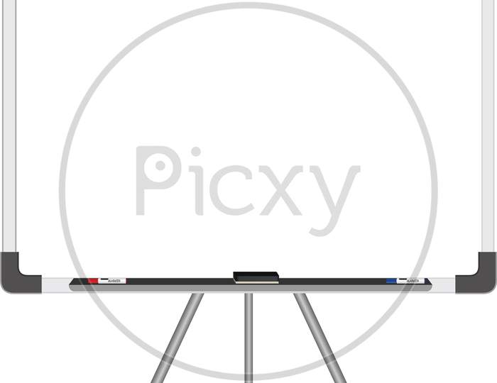 White Board vector with duster and marker isolated on white background.