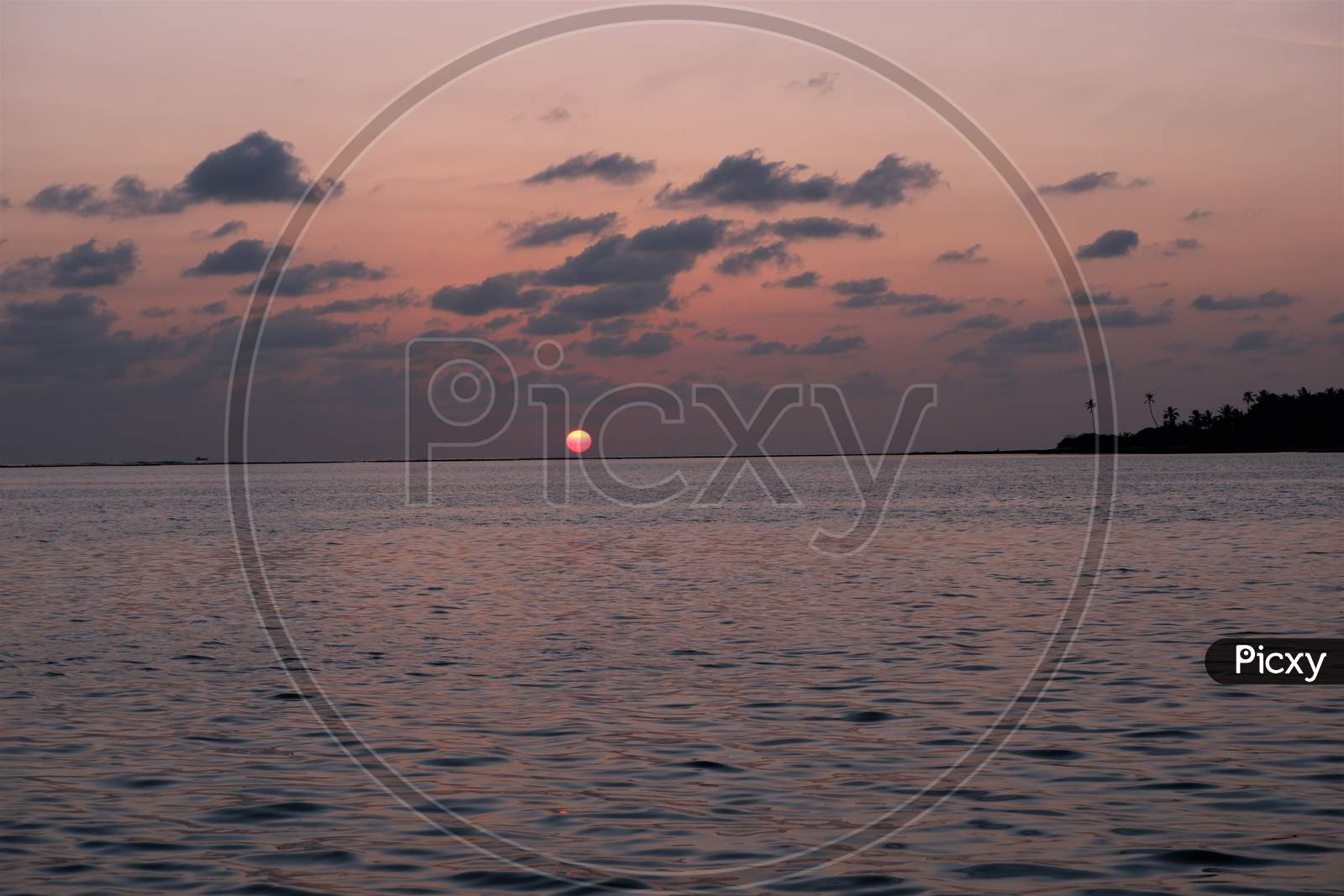 beautiful sunset view of  Lakshdweep island, India,Indian Ocean,long view, dweep