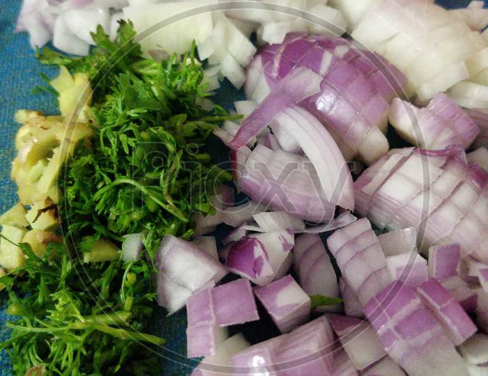 Chopped onions and corriander
