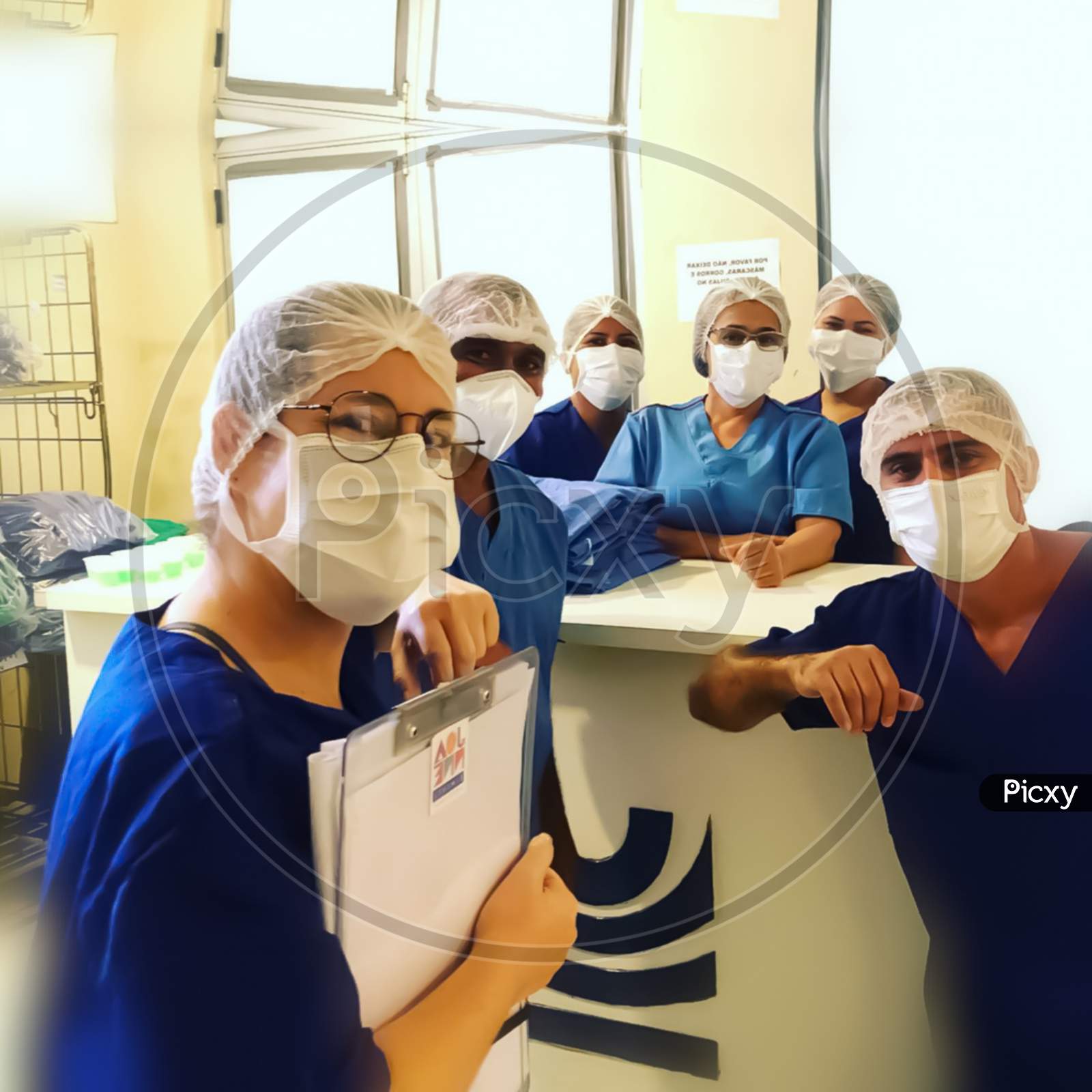 Doctors And Nurses In Covid 19 Hospital Have Shallow Depth Of Field Selective Focus Blur And Wonderland Background In Covid Hospital Wearing Mask Protective Kit Ppe Kit To Protect From Corona Virus.