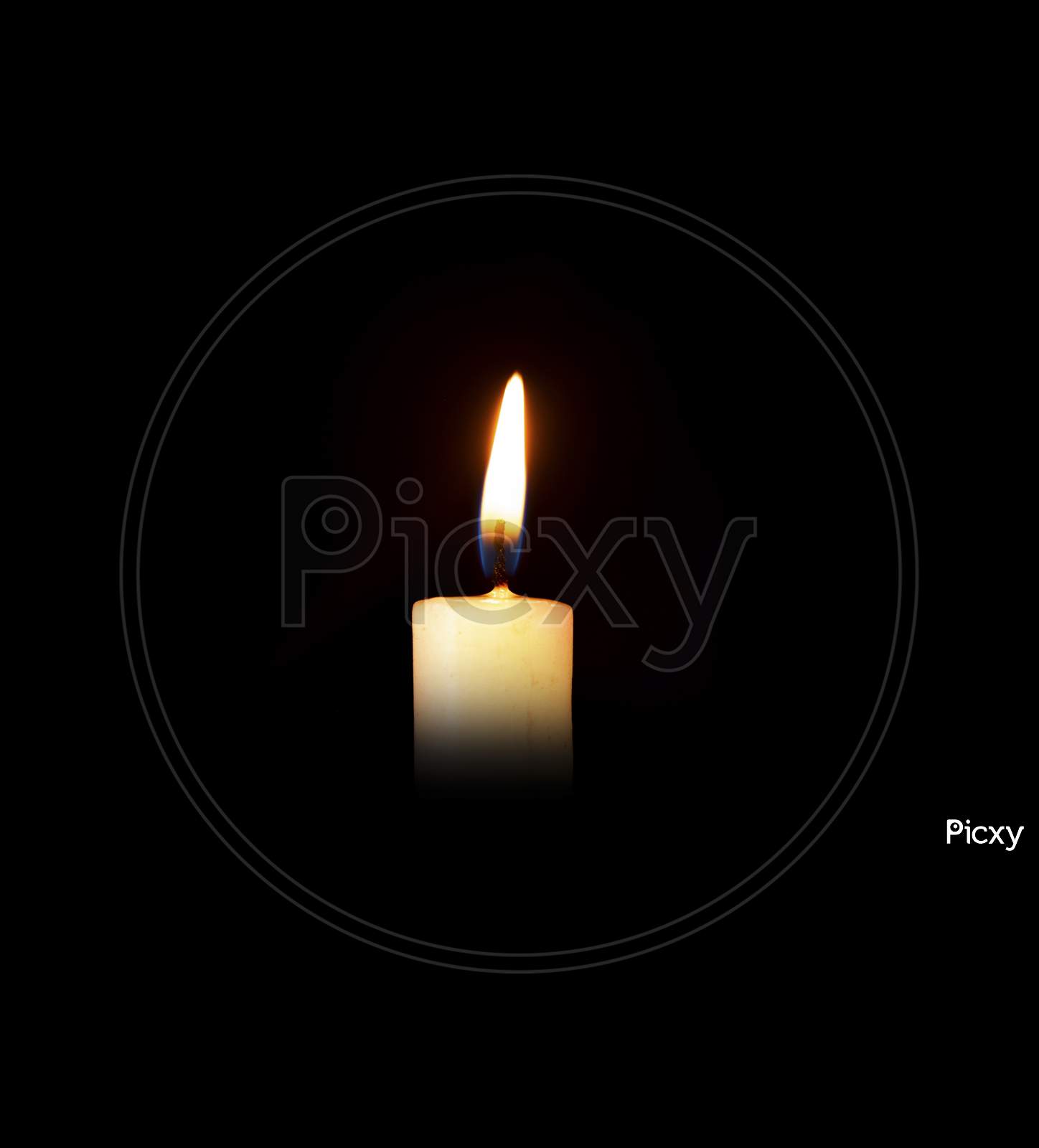 Single lit candle with quite flame