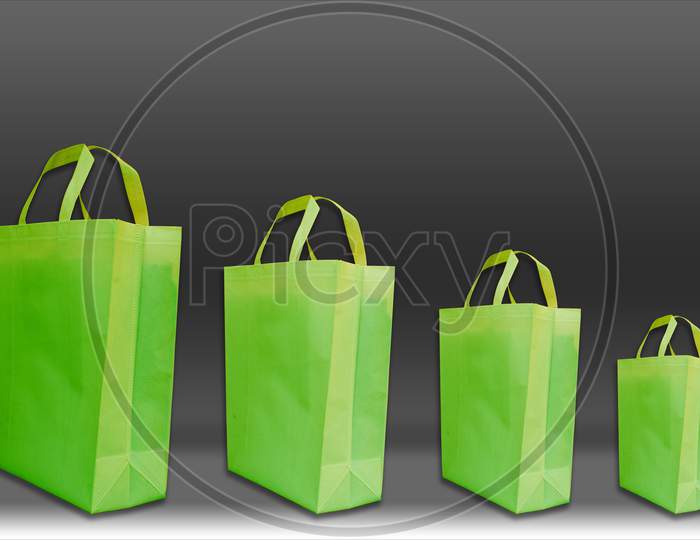 Green Non woven Handle loop bags on amazing background