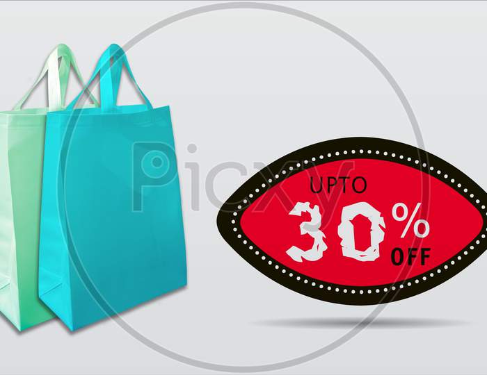 Shopping Bags With Discount 30% Tag For Commercial Purpose
