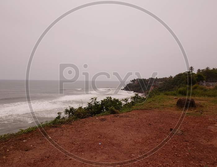 A view of sea from Varkala Cliff in Kerala.