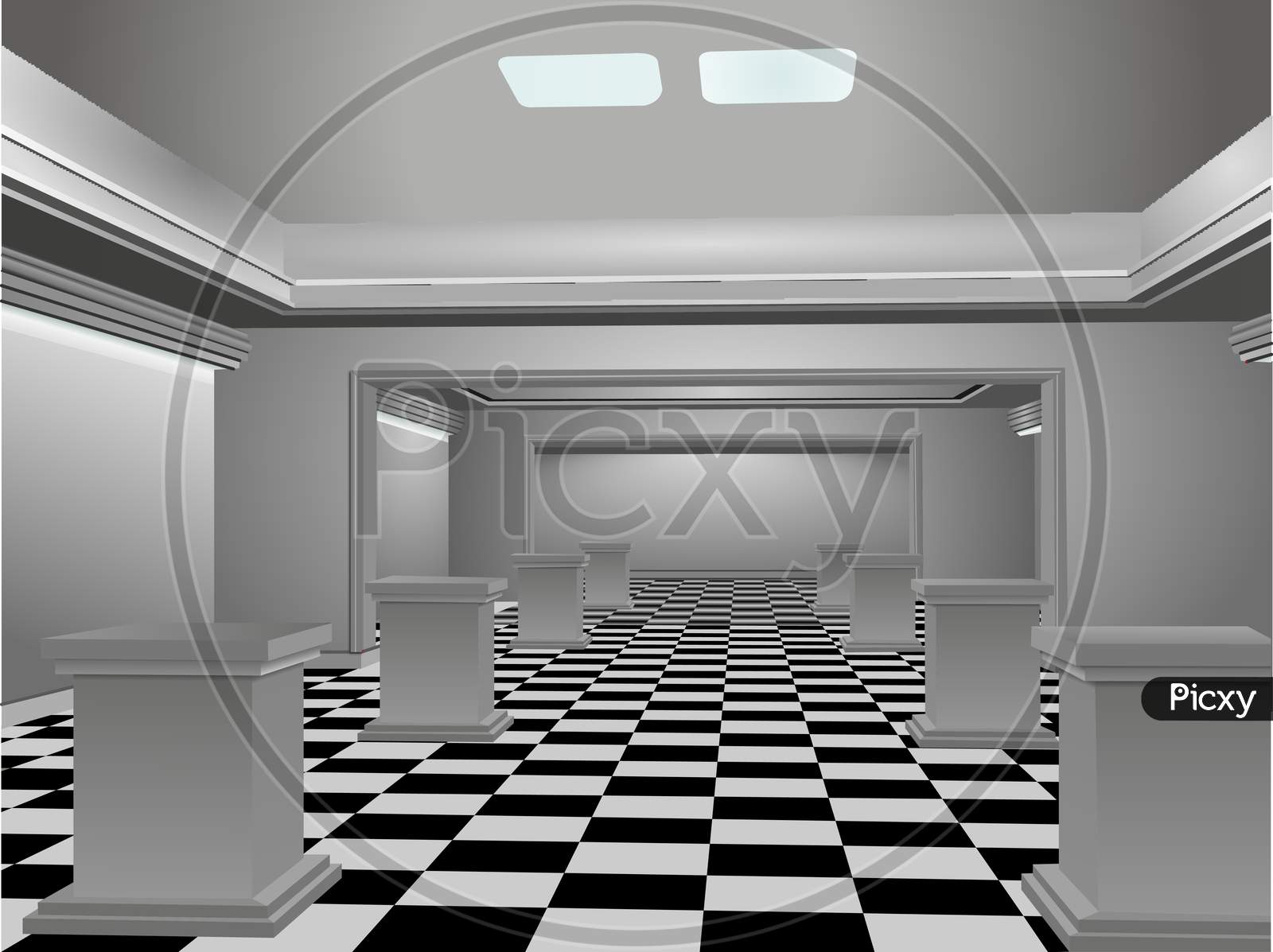 3D View of a Big room in vector format