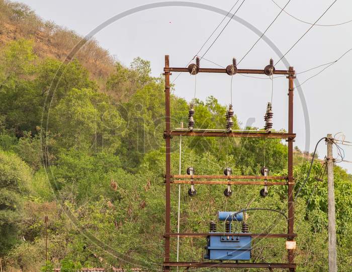 An Electrical Transformer In A Typical Indian Village