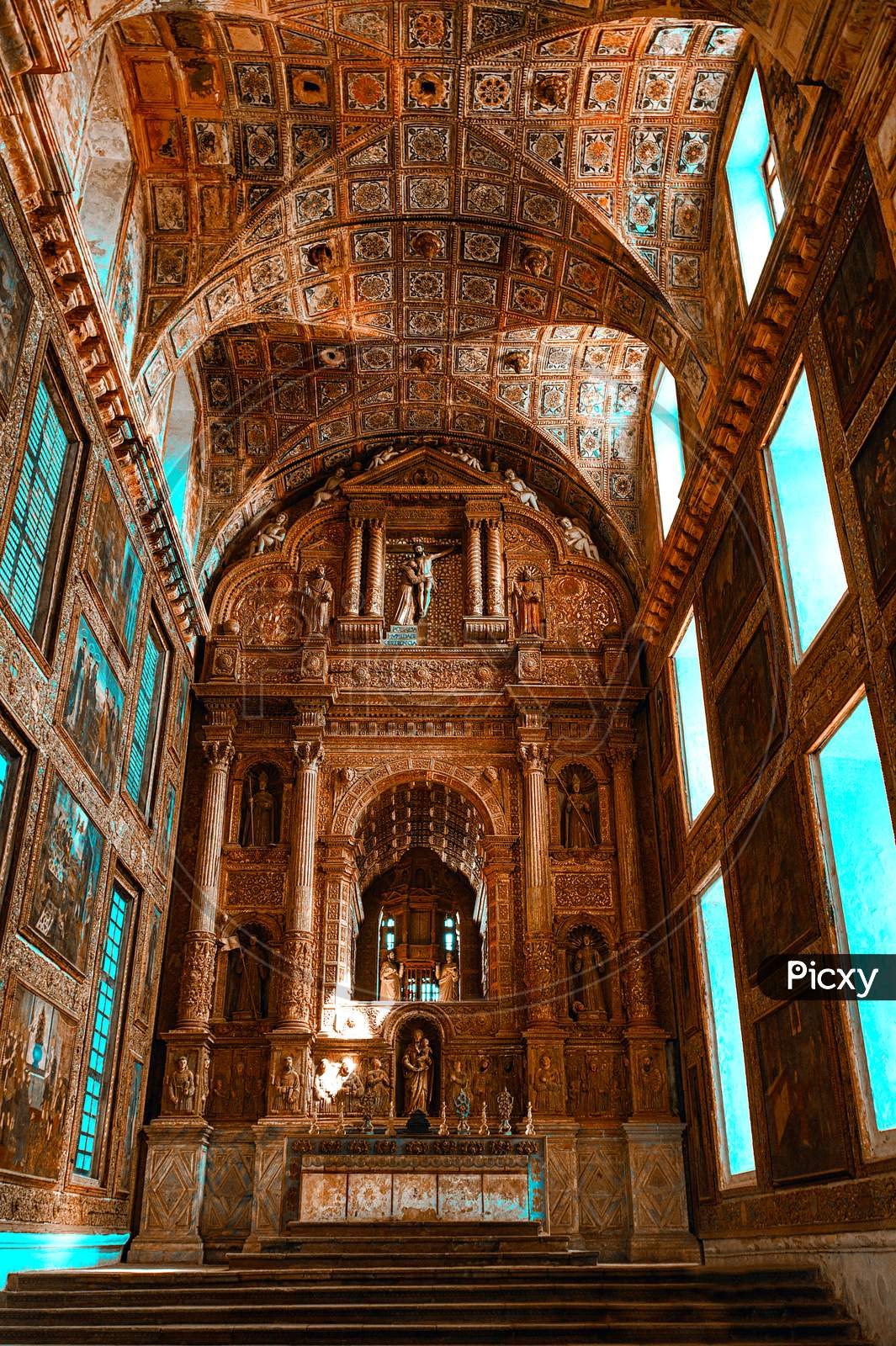 Catholic church interior in Old Goa in India