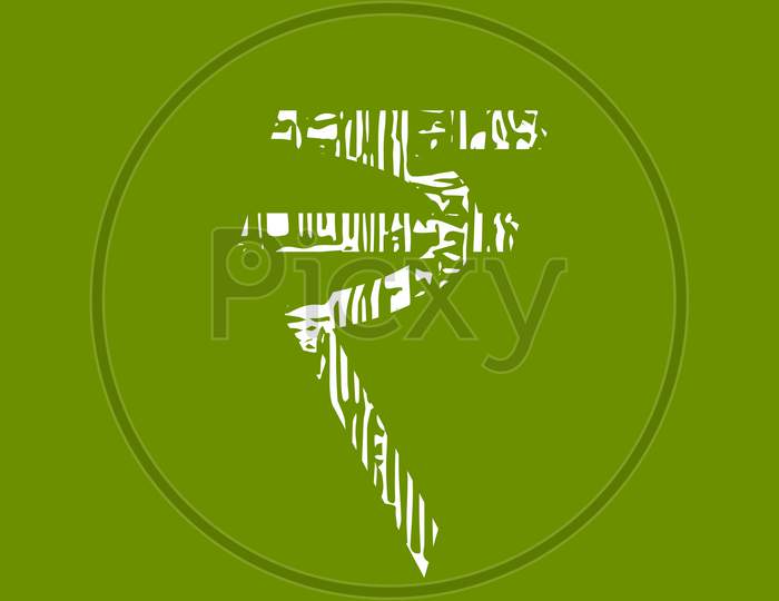 Green Designed Rupee Sign In Green Background