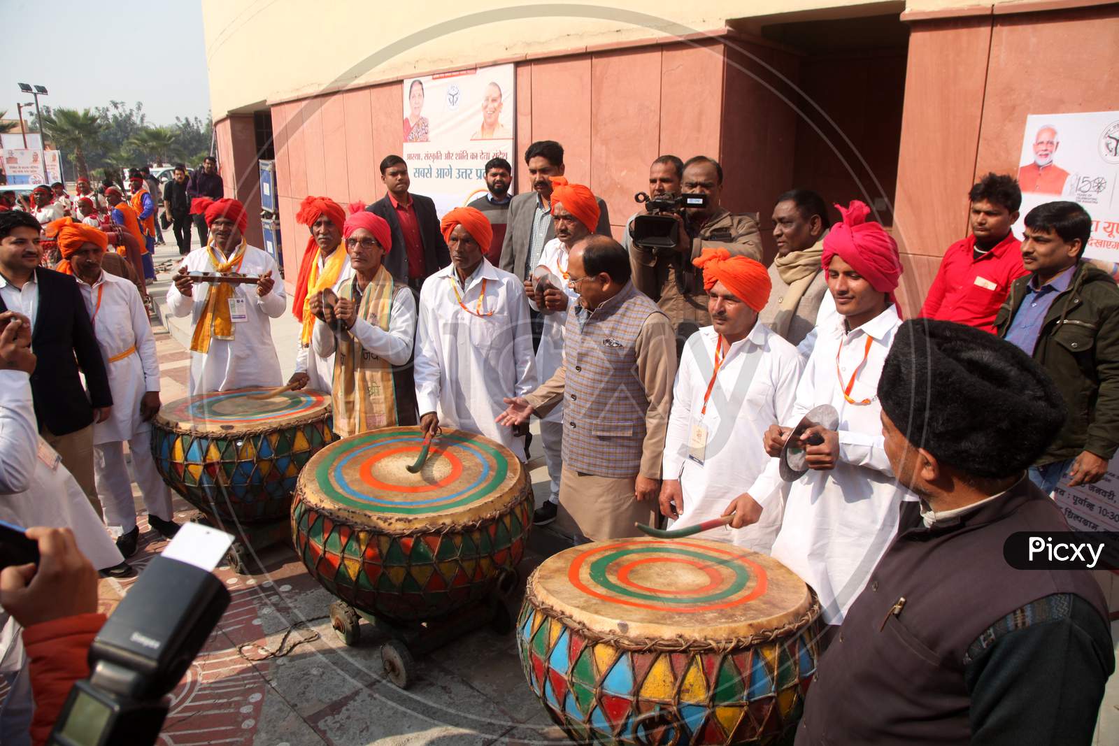 Group of People playing Dhol Paan