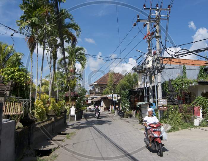 View Of Jalan Bisma Road In Ubud, Bali