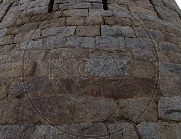 Stone Wall in Tughlaqabad Fort in New Delhi