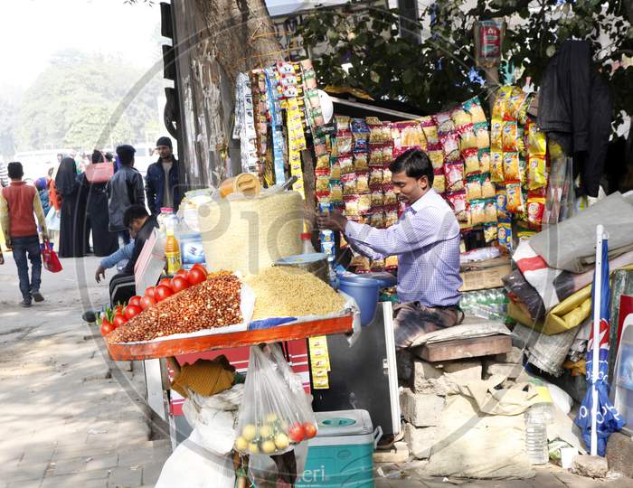 A Mini Food stall alongside a Road