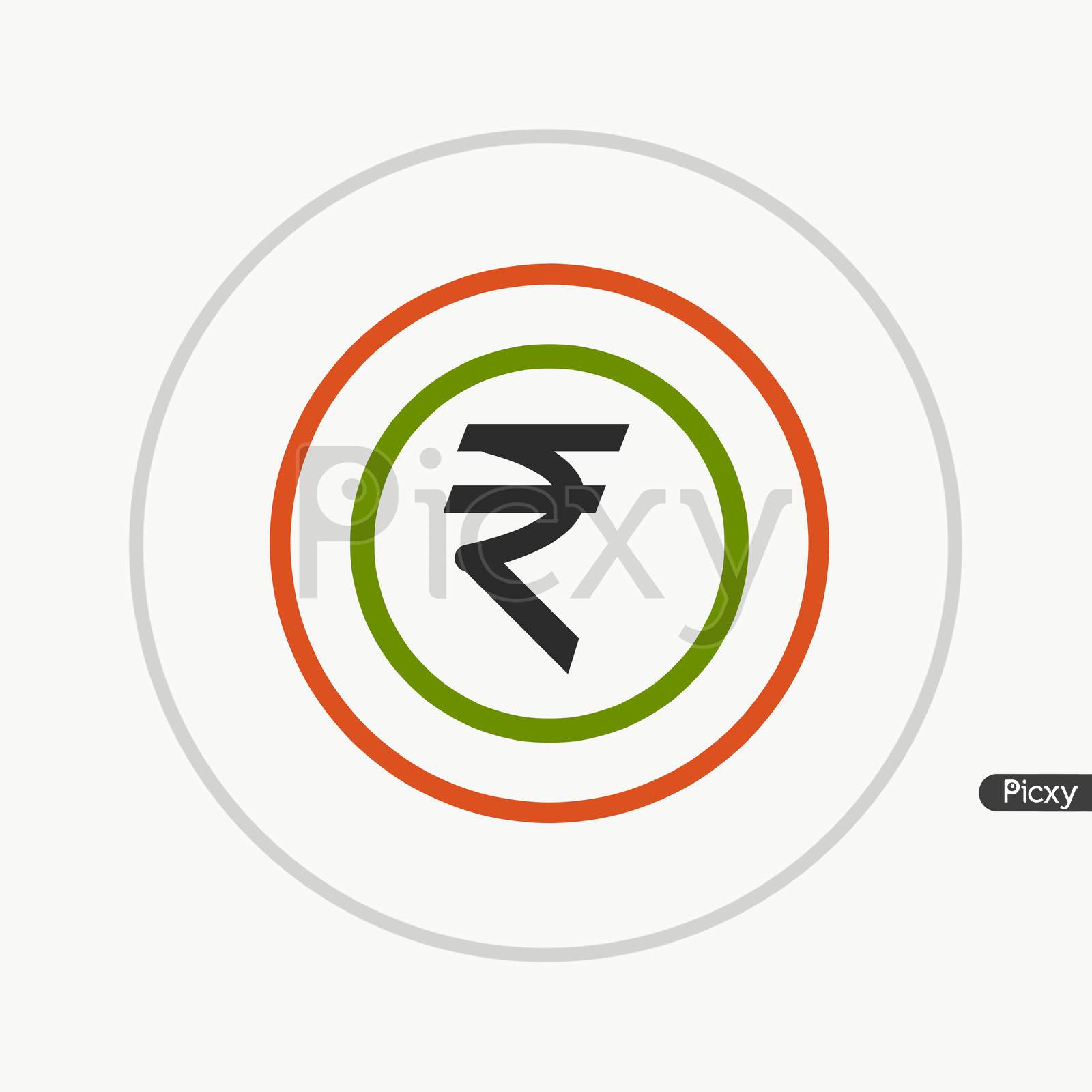 Black Color Rupee Sign In Indian Color In Circle