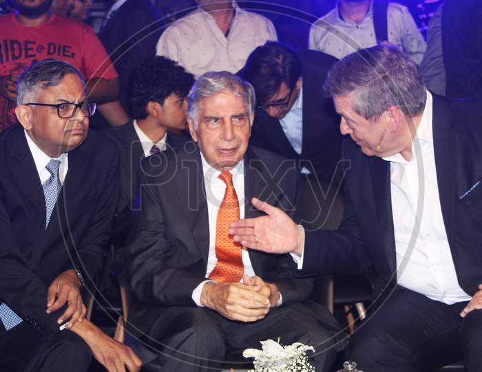 Ratan Tata at the launch of Tata Motors electric sport-utility vehicle (SUV) Nexon EV