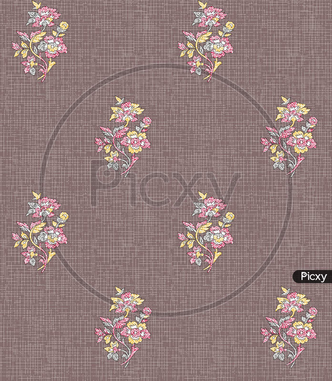 Seamless Mughl Flower With Texture Background