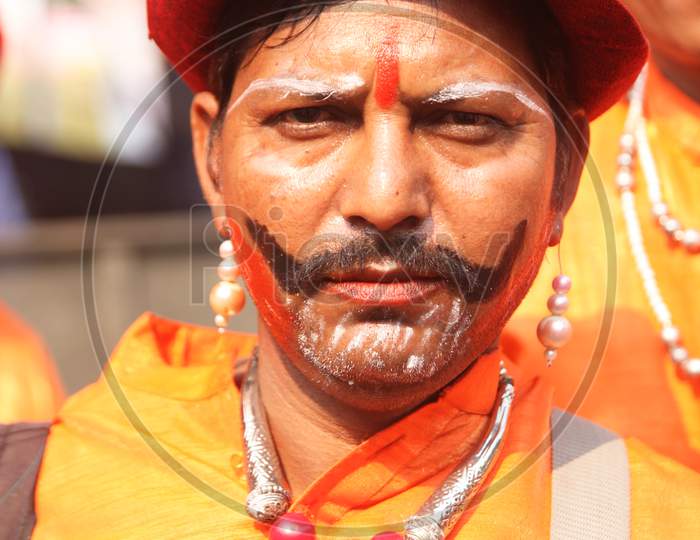 Portrait of a Middle-Aged Indian Man with Makeup