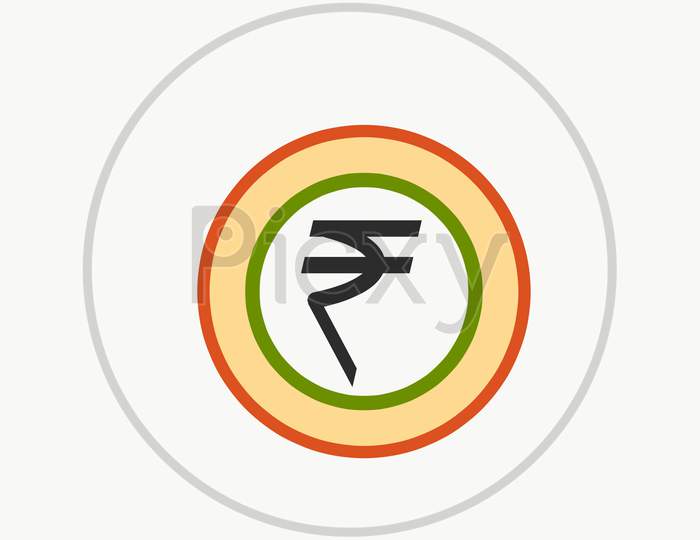 Rupee Sign In Indian Color In Circle