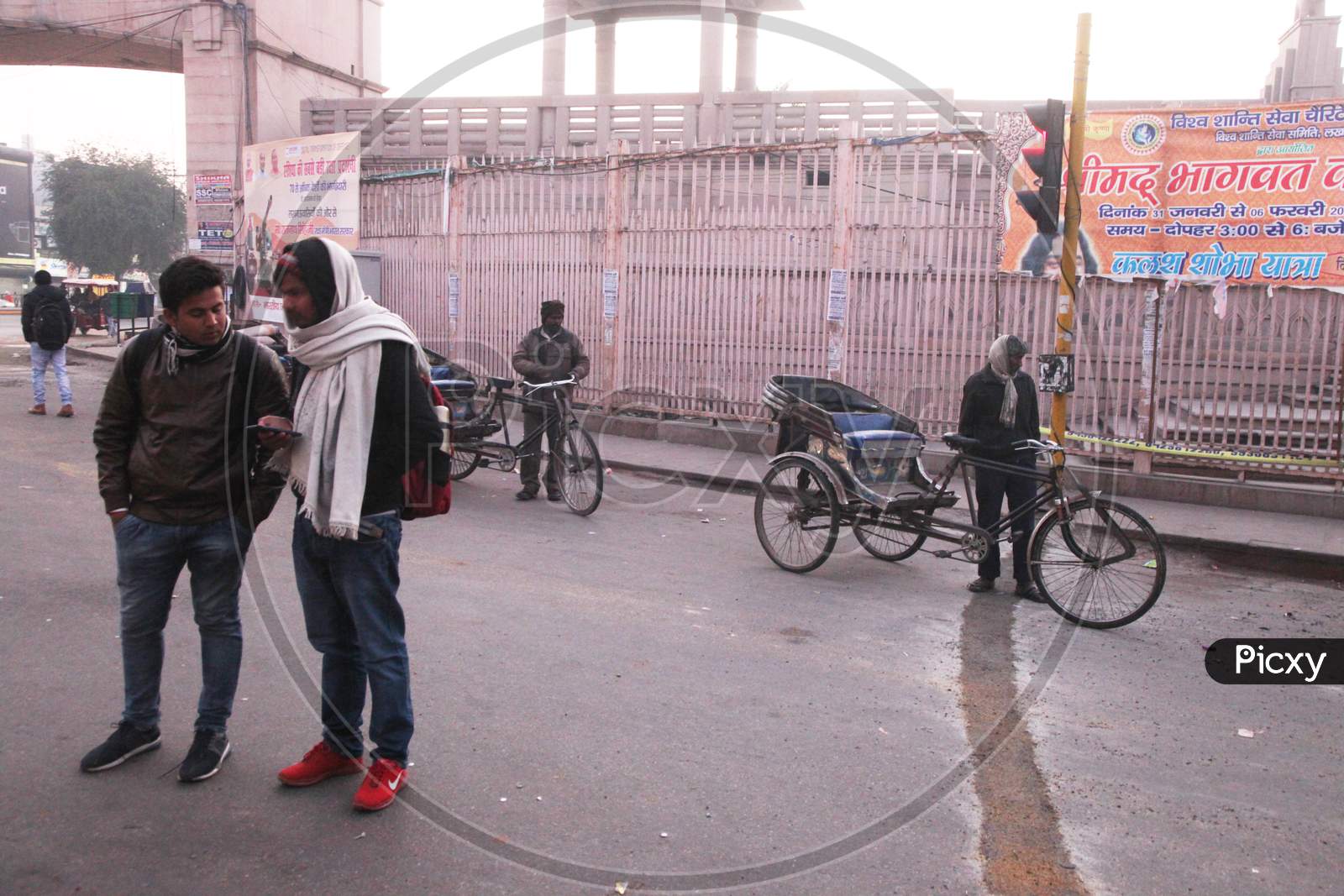 People near the railway station in Varanasi