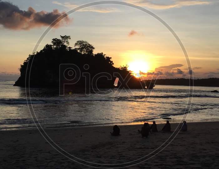 Crystal Bay Beach On Nusa Penida During Sunset
