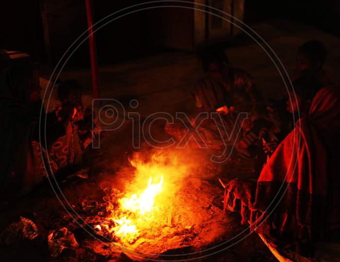 People in Varasani around Fire