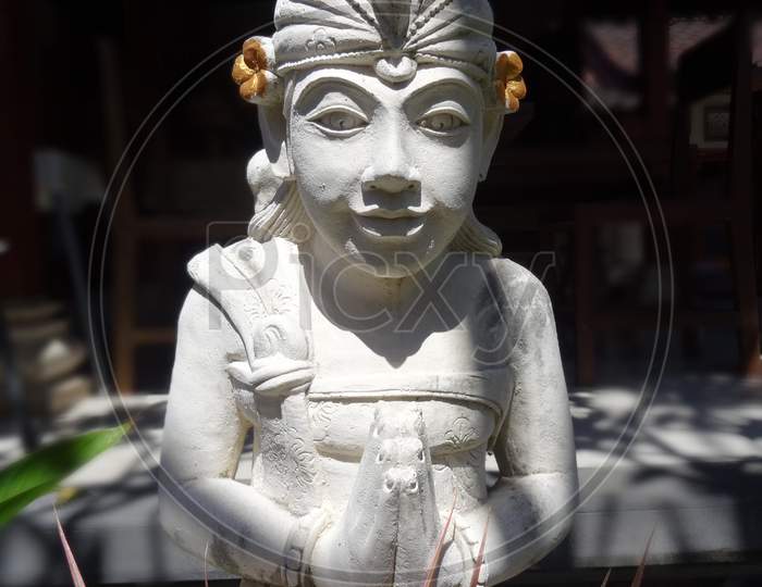 White Male Balinese Stone Statue