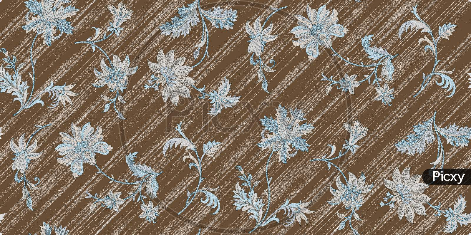 Seamless Floral Flower With Cross Stripe Background