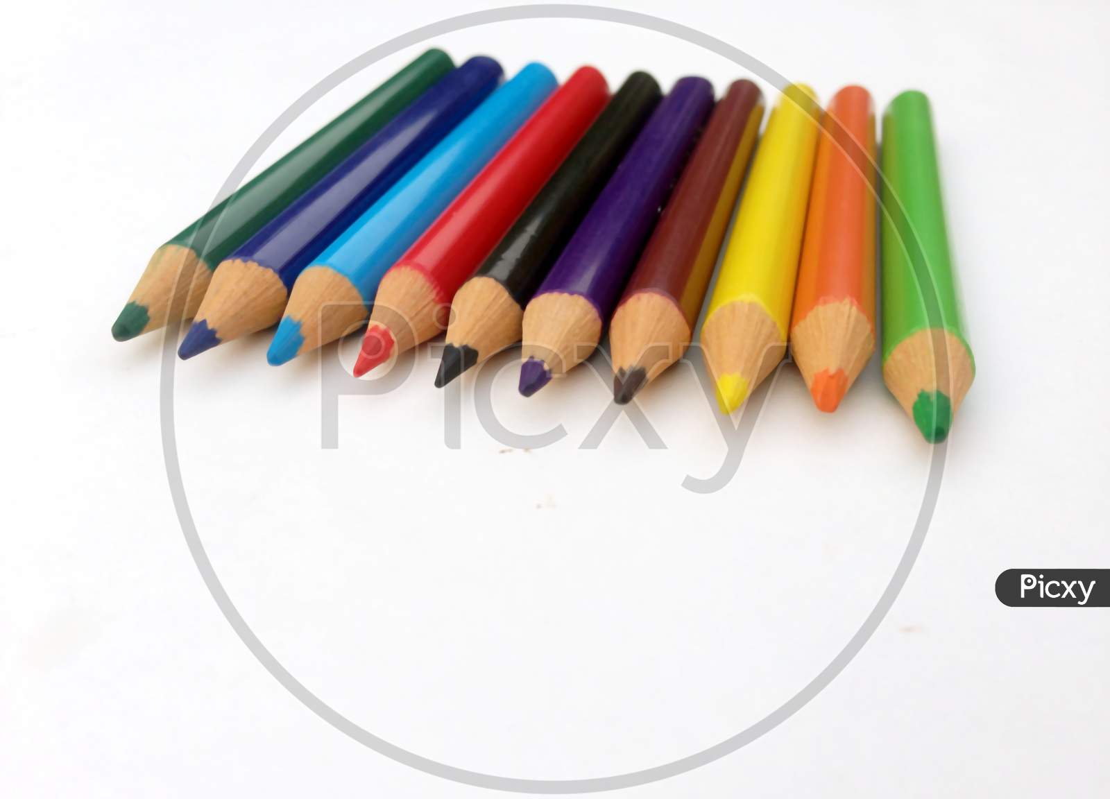 multi colored pencil isolated on white background