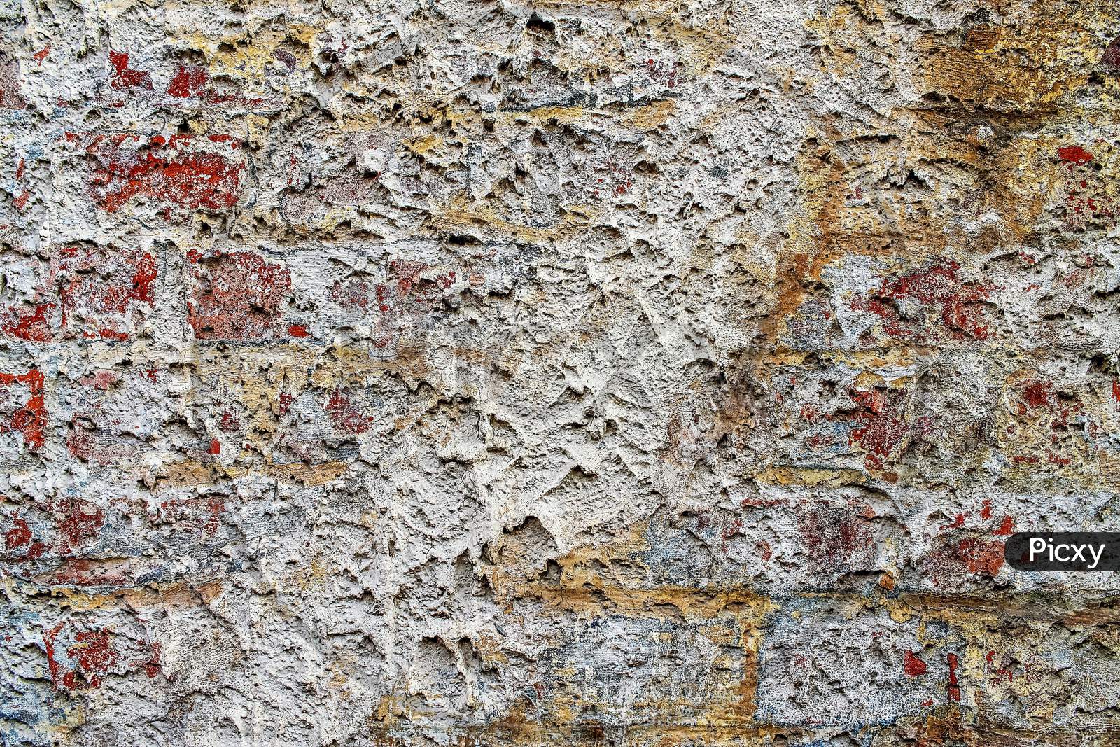 Image of Detailed close up view on aged and weathered brick walls at ...