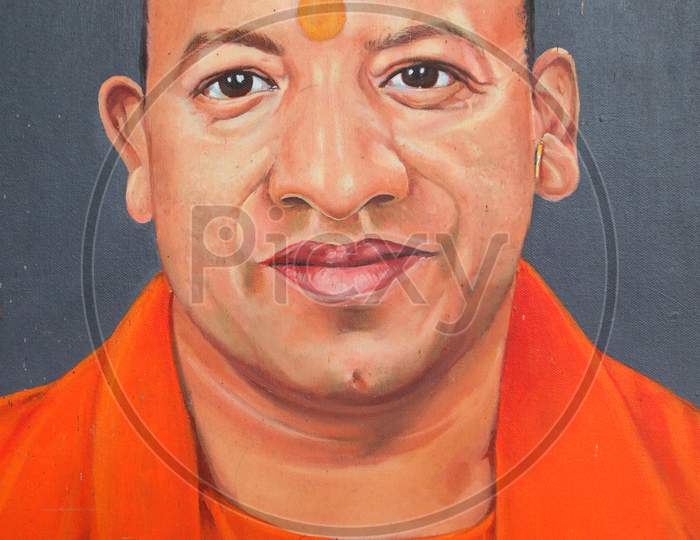 Painting of Yogi Adityanath Chief Minister (CM) of Uttar Pradesh