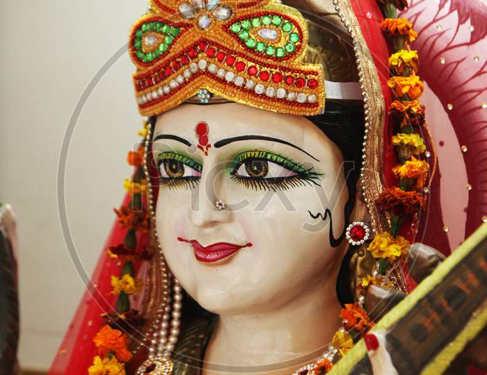 Saraswati Devi idol in a Temple