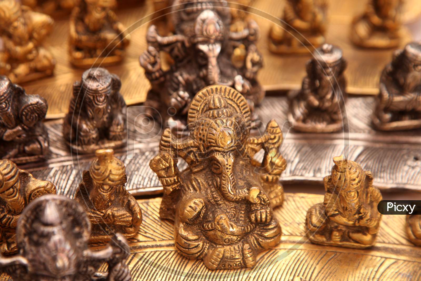Selective Focus on Lord Ganesha Idols