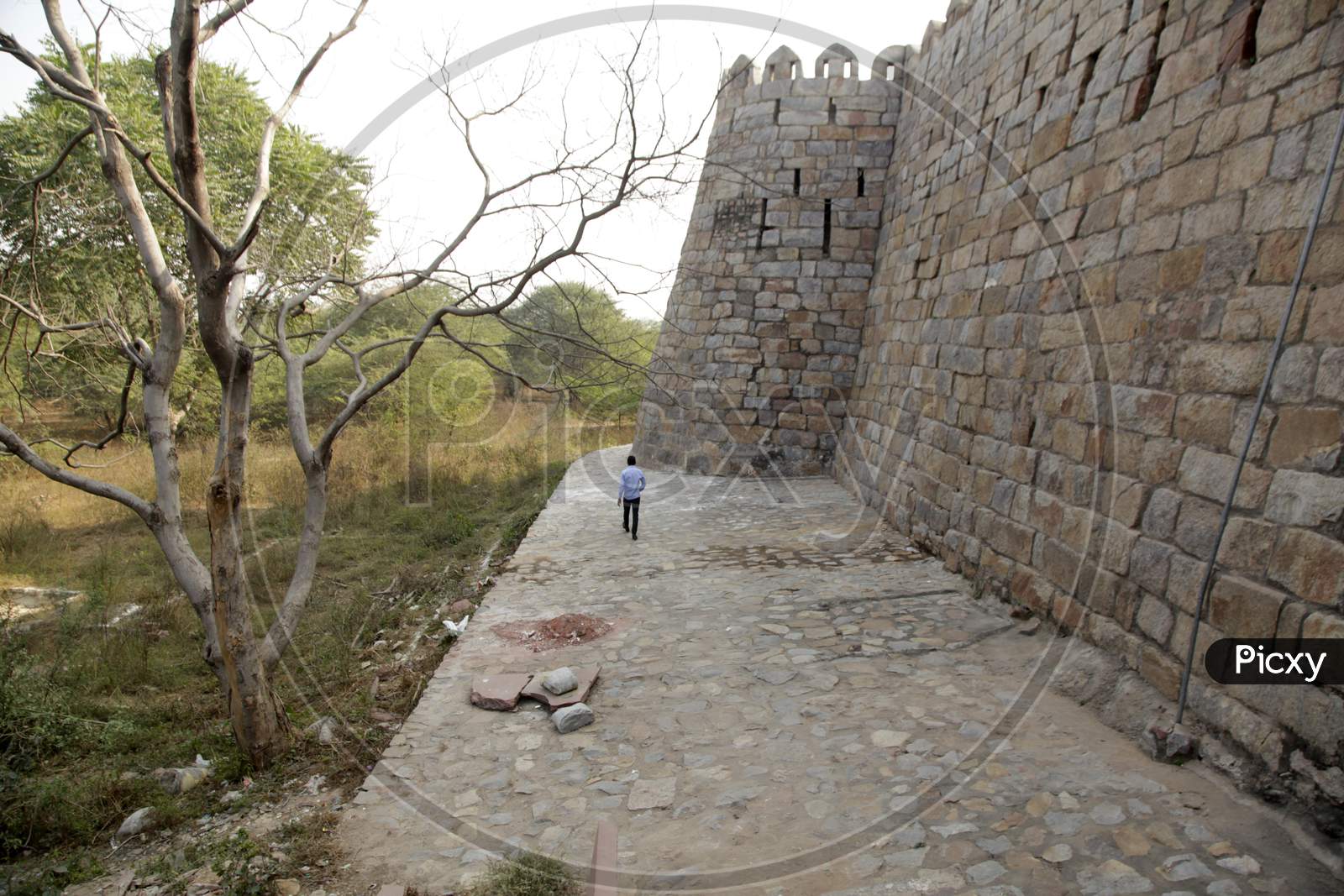 Stone Wall in Tughlakabad Fort in New Delhi