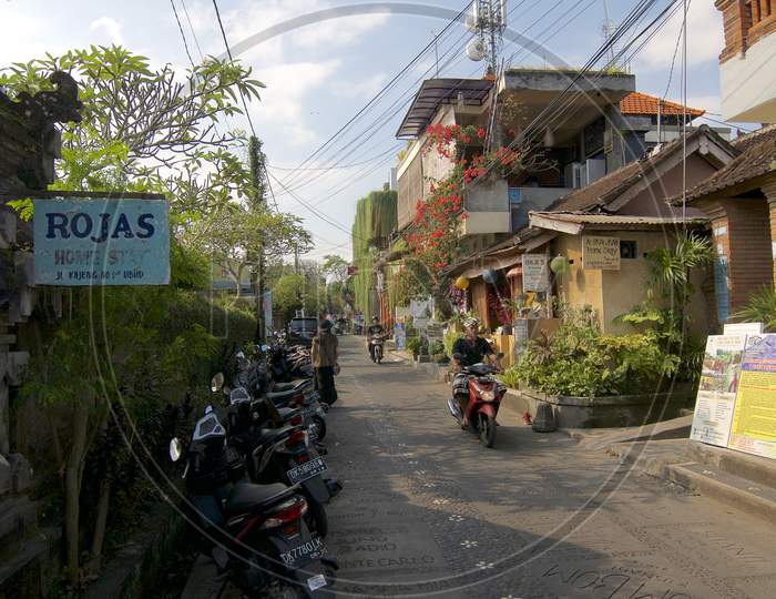 View Of Jalan Kajeng Road In Ubud, Bali