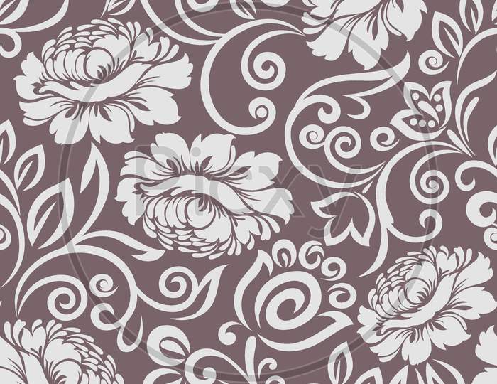 Seamless Vintage Damask Floral Design Pattern