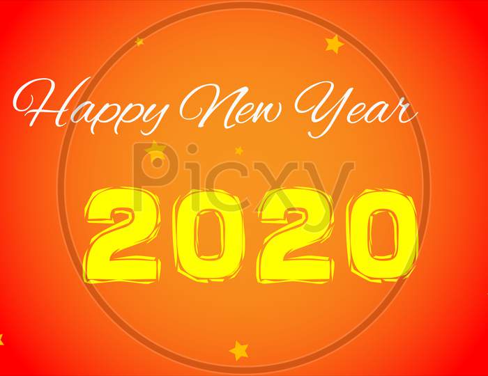 Beautiful Elegant Text Design Of Happy New Year 2020. Vector Illustration. Gradient Background With Scattered Stars.