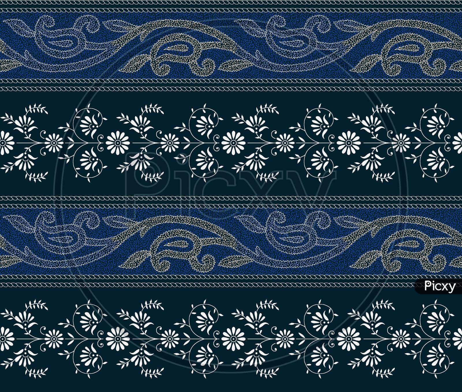 Seamless Paisley Border With Floral Border Background