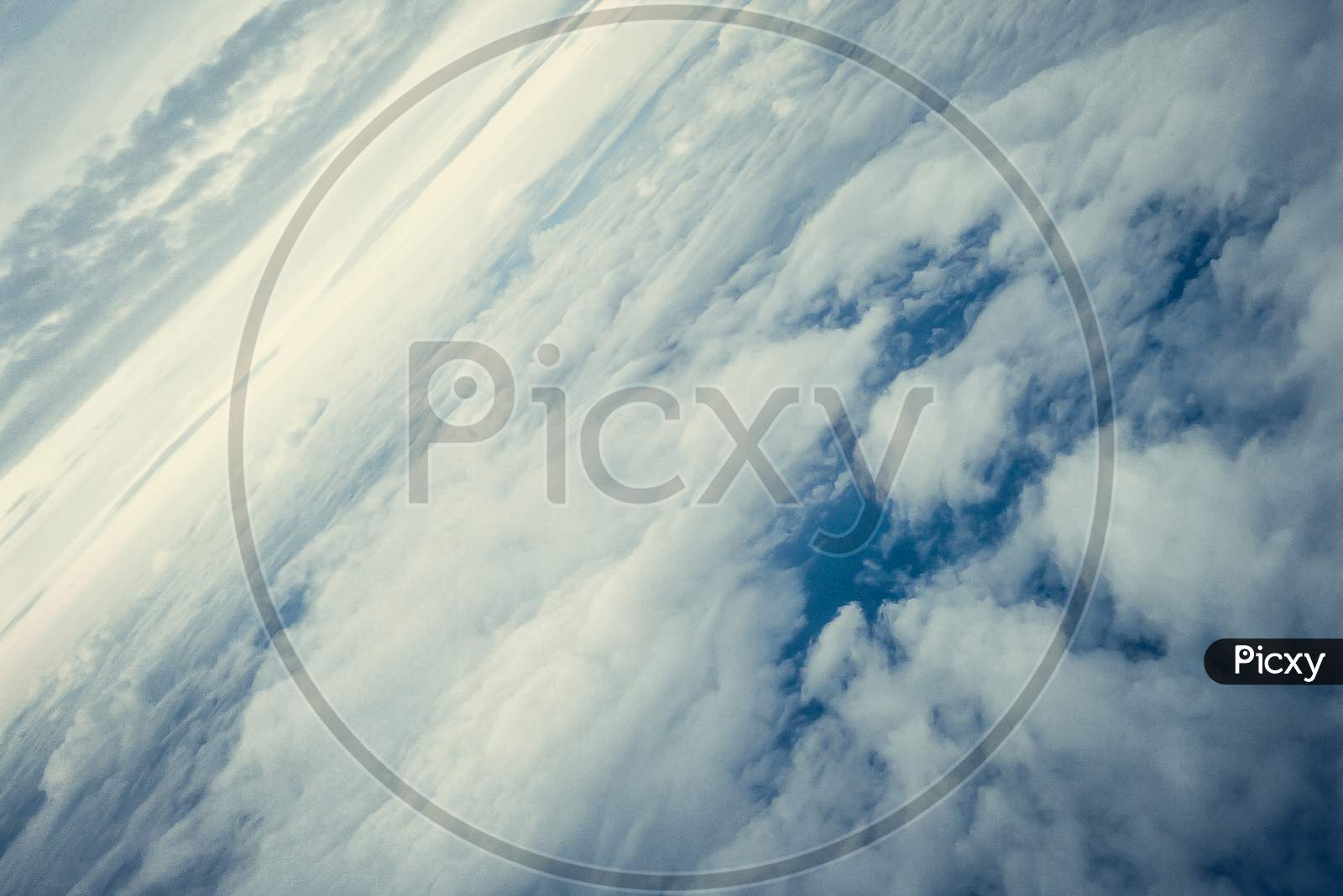 Aerial View to dramatic Clouds