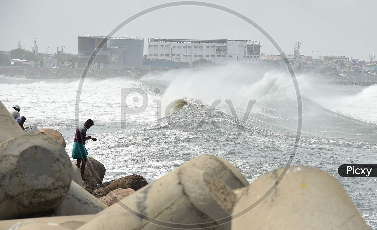 High Tide At Kasimedu Fishing Harbour In Chennai Due To Super Cyclone Amphan, Chennai, India. May 23, 2020
