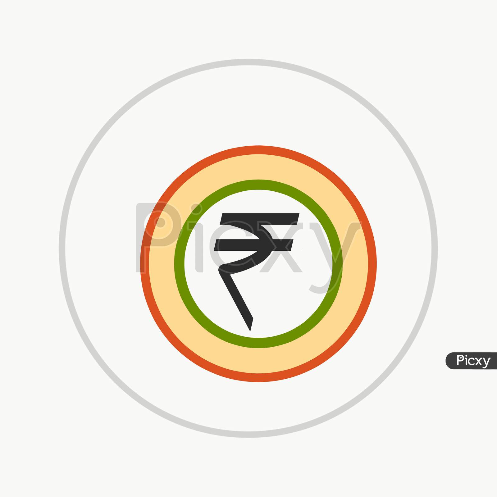 Rupee Sign In Indian Color In Circle