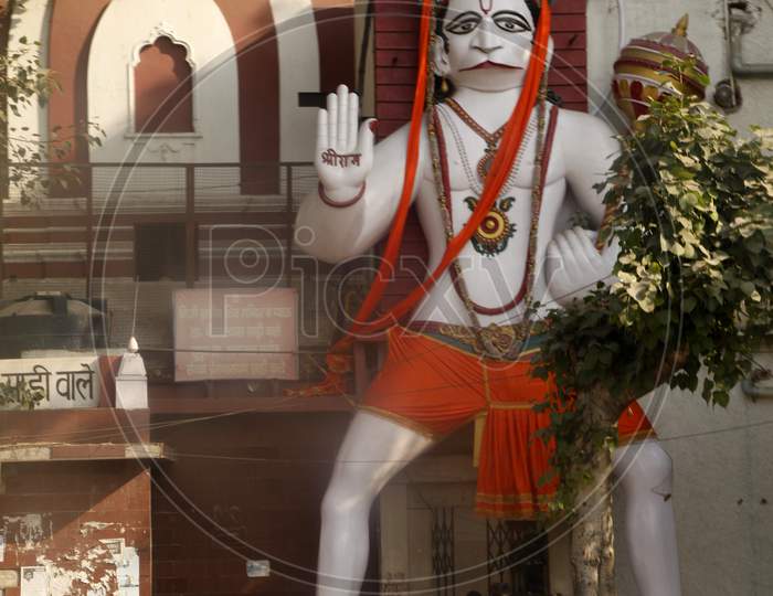 Lord Hanuman Idol near a Temple