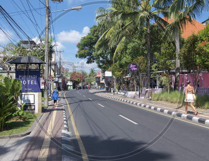 View Of Jalan Raya Pengosekan Road In Ubud, Bali