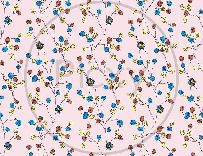 Seamless Colorful Floral Design Pattern