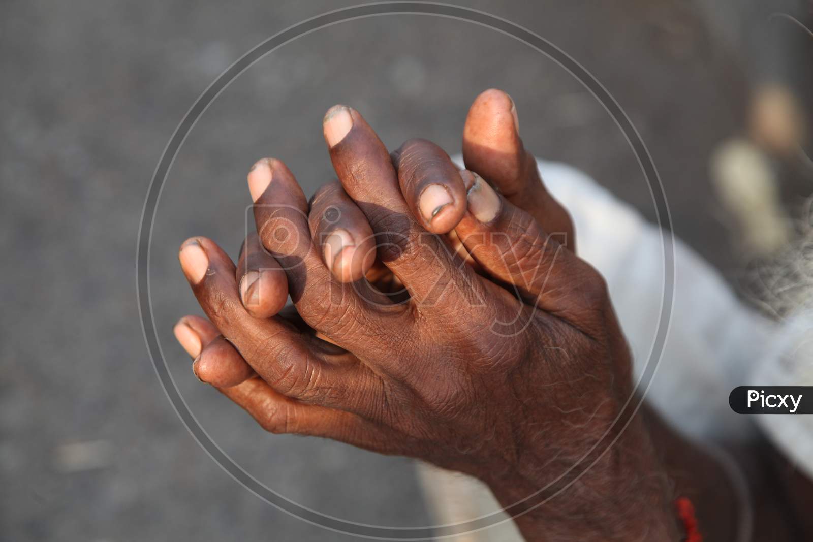 Close up shot of an Old Man hands