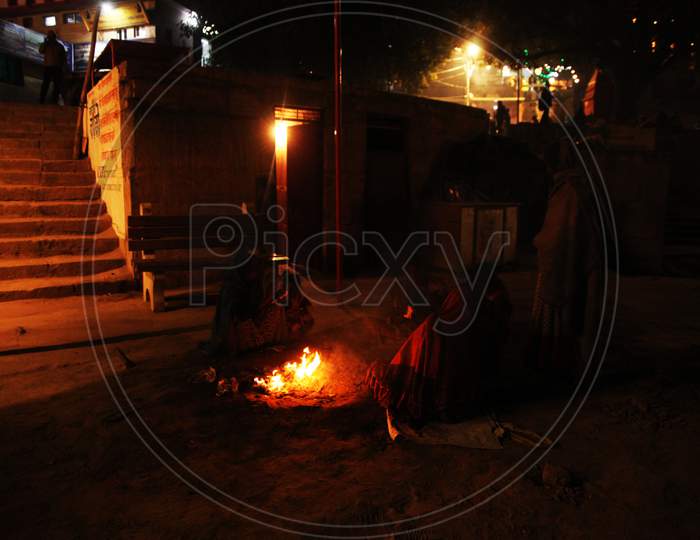 People in Varasani around Fire