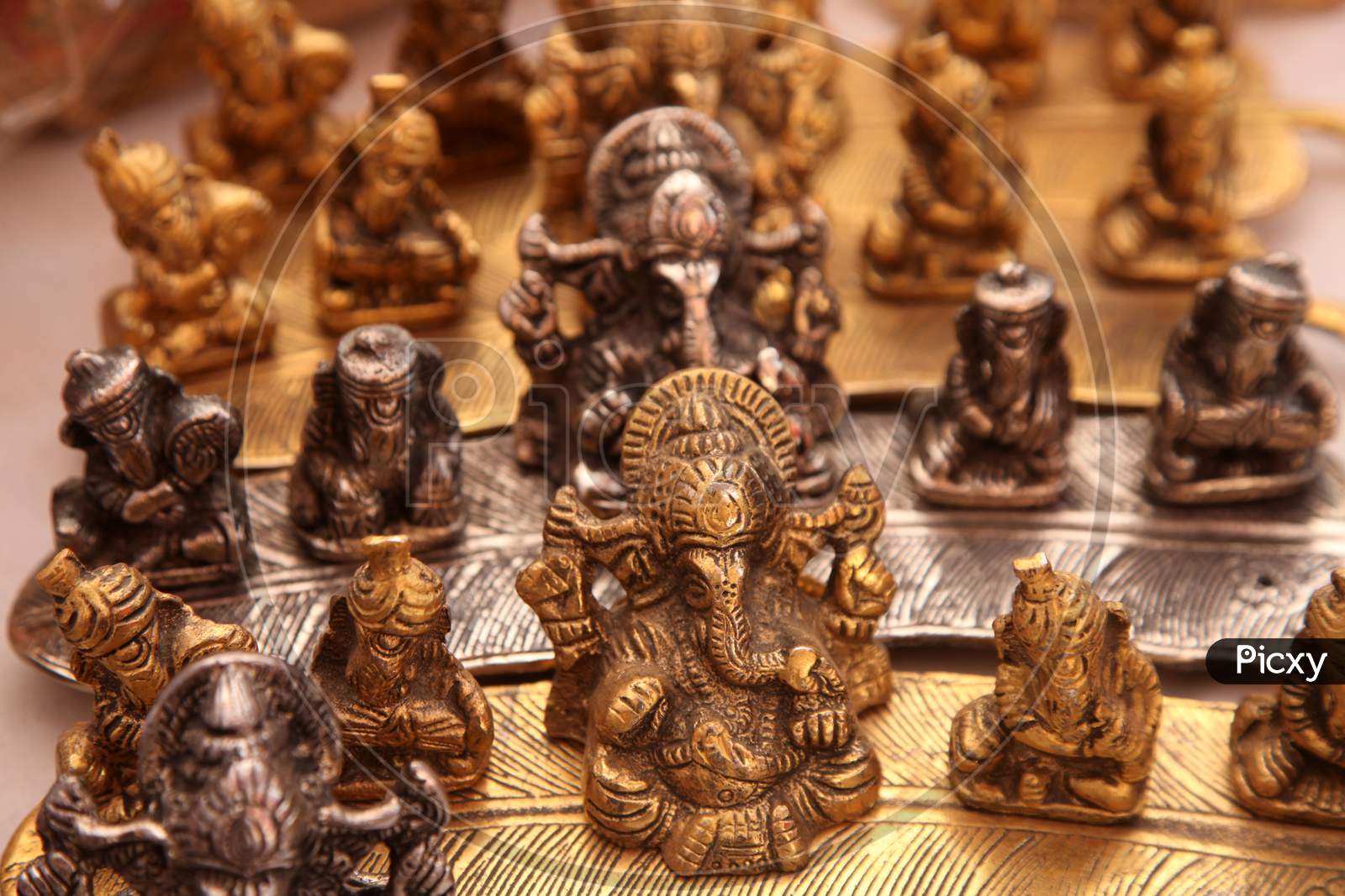 Selective Focus on Lord Ganesha Idols