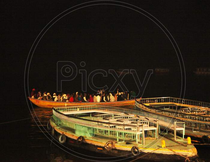 A Sailing boat in River Ganga in Varanasi