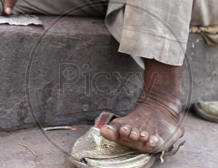 Close up shot of an Old Man's feet