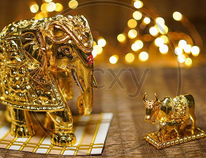 Decorative Golden elephant also known as Gajantalaxmi